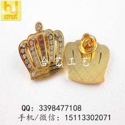 金屬鏤空徽章，皇冠水鉆襟章，鋅合金立體徽章